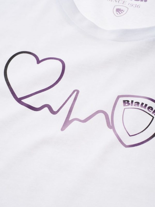 BLAUER – T-SHIRT DONNA BATTITO DEL CUORE BLAUER BIANCO