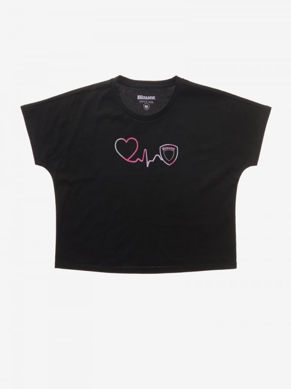 BLAUER – T-SHIRT DONNA BATTITO DEL CUORE BLAUER NERA