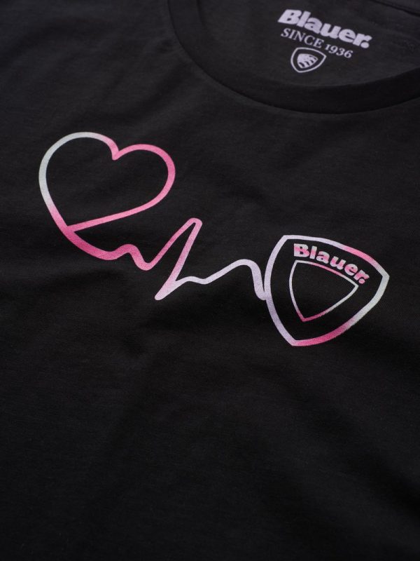 BLAUER – T-SHIRT DONNA BATTITO DEL CUORE BLAUER NERA