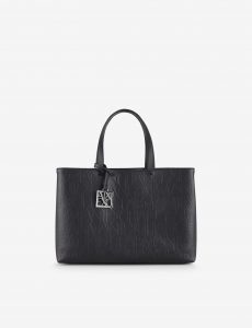 ARMANI EXCHANGE – Borsa Donna Shopper Media con Doppi Manici e Tracolla Nero