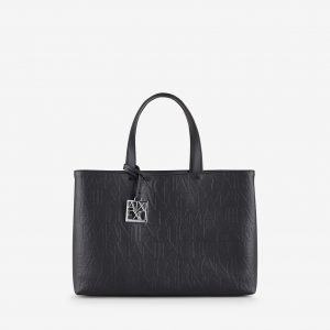 ARMANI EXCHANGE – Borsa Donna Shopper Media con Doppi Manici e Tracolla Nero