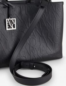 ARMANI EXCHANGE – Borsa Donna Shopper Media con Doppi Manici e Tracolla Nero