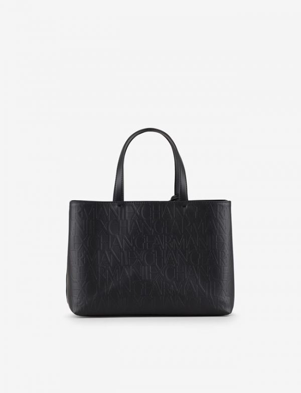 ARMANI EXCHANGE – Borsa Donna Shopper Media con Doppi Manici e Tracolla Nero