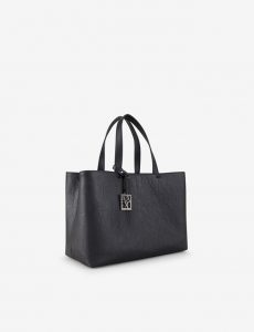 ARMANI EXCHANGE – Borsa Donna Shopper Media con Doppi Manici e Tracolla Nero