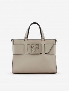 ARMANI EXCHANGE – Borsa Donna Tote Bag Grande con Doppi Manici e Tracolla Cashmere