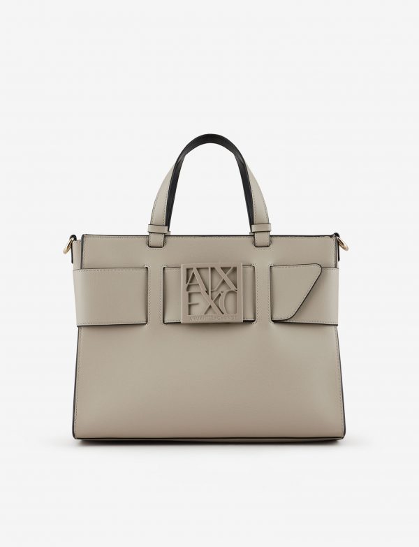 ARMANI EXCHANGE – Borsa Donna Tote Bag Grande con Doppi Manici e Tracolla Cashmere