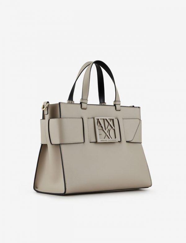 ARMANI EXCHANGE – Borsa Donna Tote Bag Grande con Doppi Manici e Tracolla Cashmere