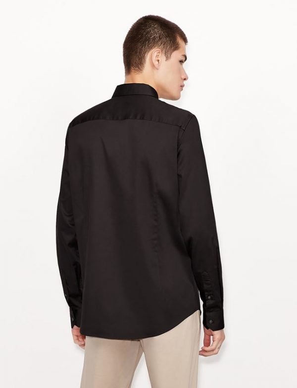 ARMANI EXCHANGE – Camicia in satin di cotone stretch Nera