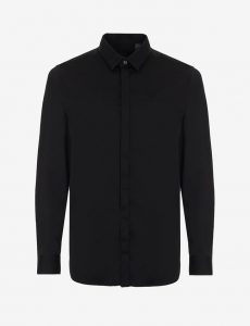 ARMANI EXCHANGE – Camicia in satin di cotone stretch Nera