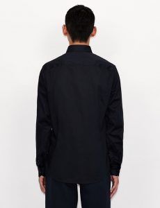 ARMANI EXCHANGE – Camicia in cotone stretch con logo tono su tono Blue Navy