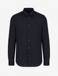 ARMANI EXCHANGE – Camicia in cotone stretch con logo tono su tono Blue Navy