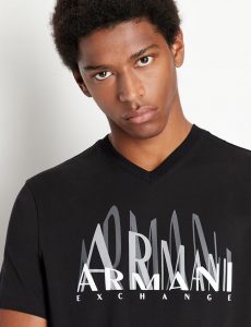 ARMANI EXCHANGE – T-shirt scollo a V regular fit in jersey di cotone