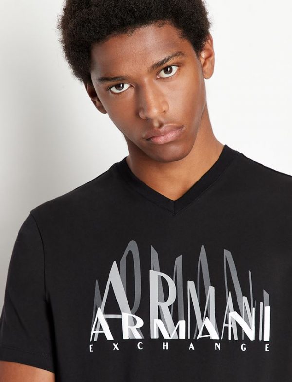 ARMANI EXCHANGE – T-shirt scollo a V regular fit in jersey di cotone
