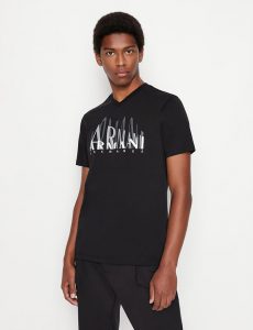 ARMANI EXCHANGE – T-shirt scollo a V regular fit in jersey di cotone