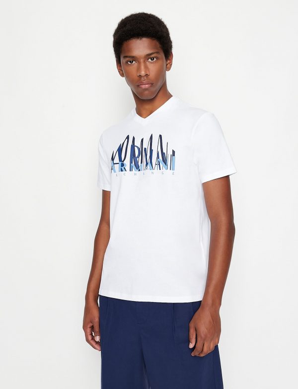 ARMANI EXCHANGE – T-shirt scollo a V regular fit in jersey di cotone
