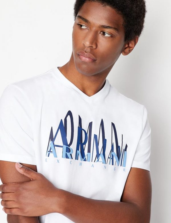ARMANI EXCHANGE – T-shirt scollo a V regular fit in jersey di cotone