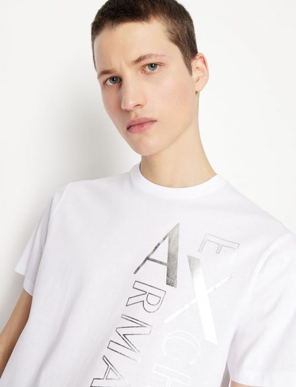 ARMANI EXCHANGE – T-shirt girocollo in jersey di cotone mercerizzato BIANCA