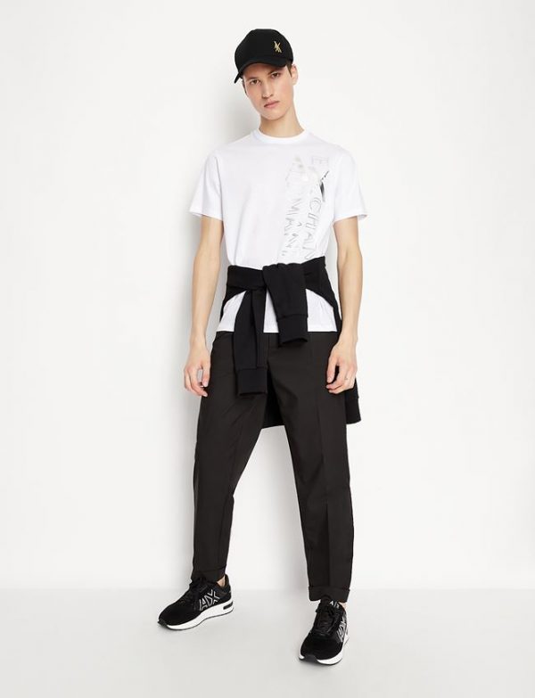 ARMANI EXCHANGE – T-shirt girocollo in jersey di cotone mercerizzato BIANCA