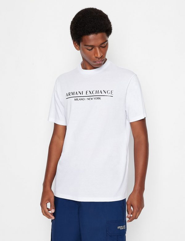 ARMANI EXCHANGE – T-shirt regular fit in jersey di cotone mercerizzato BIANCA