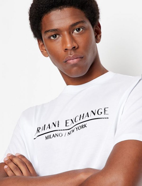 ARMANI EXCHANGE – T-shirt regular fit in jersey di cotone mercerizzato BIANCA