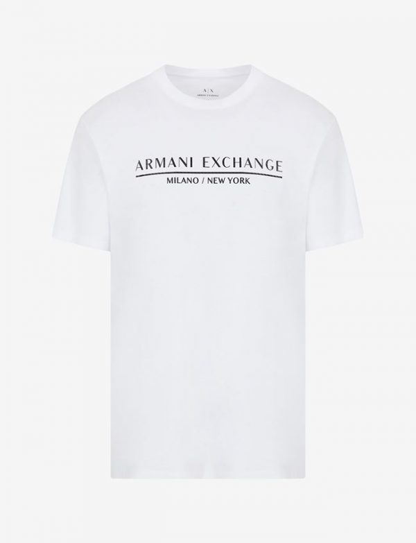 ARMANI EXCHANGE – T-shirt regular fit in jersey di cotone mercerizzato BIANCA