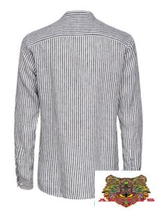 ONLY&SONS – CAMICIA DI LINO A STRISCIE BIANCO/Blu