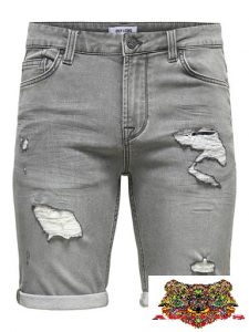 ONLY&SONS- JEANS CORTI UOMO GRIGIO OVER-SIZE