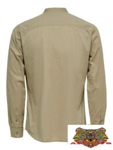 ONLY&SONS- CAMICIA 100% COTONE COLLO COREANA Beige