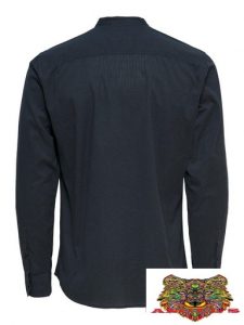 ONLY&SONS- CAMICIA 100% COTONE COLLO COREANA Blu