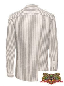 ONLY&SONS – CAMICIA DI LINO A STRISCIE BIANCO/Marrone
