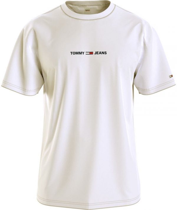 TOMMY HILFIGER – T-SHIRT UOMO BIANCO ANTICO CON LOGO E PATCH BANDIERINA