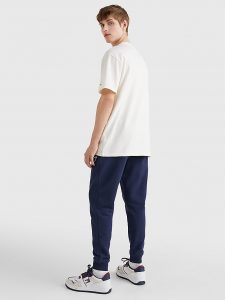 TOMMY HILFIGER – T-SHIRT CON LOGO RICAMATO BIANCO ANTICO