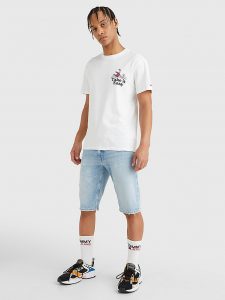 TOMMY HILFIGER- T-SHIRT CON LOGO SUL DAVANTI E SUL RETRO BIANCA