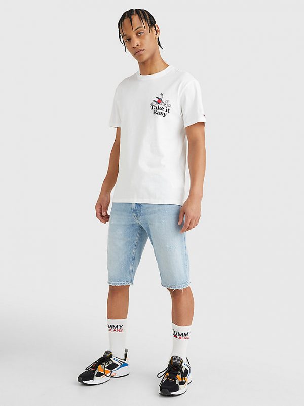 TOMMY HILFIGER- T-SHIRT CON LOGO SUL DAVANTI E SUL RETRO BIANCA