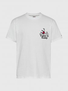 TOMMY HILFIGER- T-SHIRT CON LOGO SUL DAVANTI E SUL RETRO BIANCA