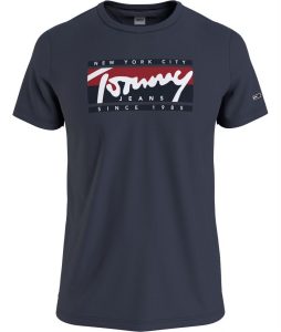 TOMMY HILFIGER – T-SHIRT UOMO BLUE NAVY CON STAMPA