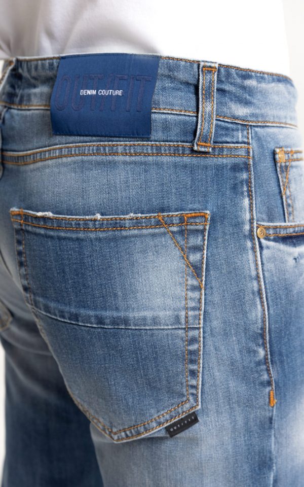 OUTFIT – 5 TASCHE UOMO IN DENIM MIDBLUE CON ROTTURE