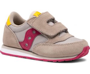 SAUCONY – SCARPE BAMBINI PICCOLI BABY JAZZ HOOK & LOOP TAUPE/BURGUNDY