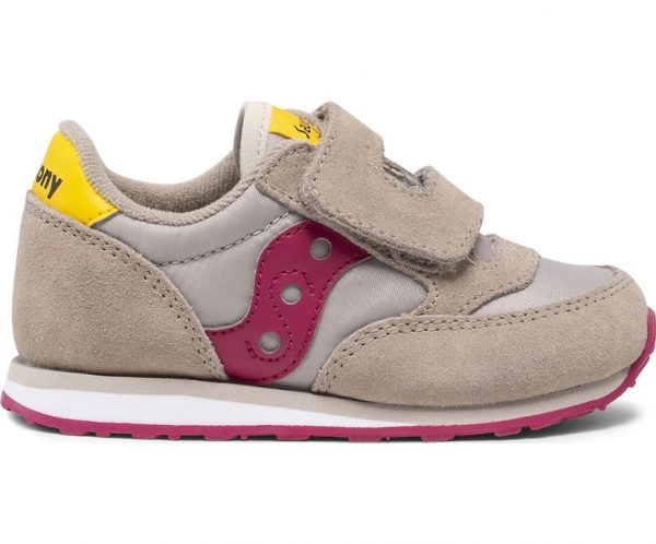 SAUCONY – SCARPE BAMBINI PICCOLI BABY JAZZ HOOK & LOOP TAUPE/BURGUNDY