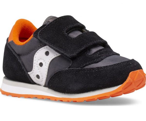 SAUCONY – SCARPE BAMBINI PICCOLI BABY JAZZ HOOK & LOOP NERO/GRIGIO/ORANGE