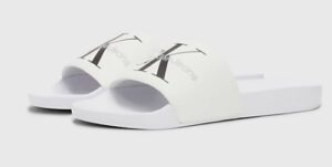CALVIN KLEIN JEANS – Ciabatte Uomo in Tela Bianca