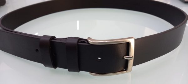 CINTURA UOMO VERO CUOIO NERA
