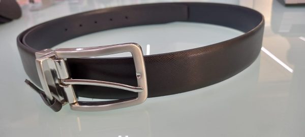 CINTURA MADE IN ITALY VERA PELLE DOUBLE FACE NERO/BLU