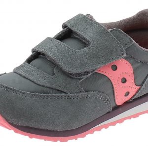 SAUCONY – SCARPE BAMBINI PICCOLI BABY JAZZ HOOK & LOOP GRIGIO SCURO/CORALLO