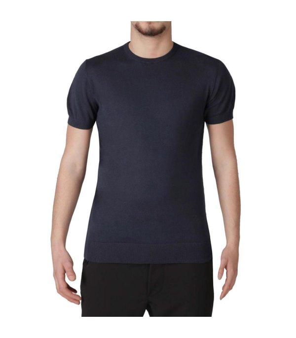 OVER-D – MAGLIA GIROCOLLO MANICA CORTA CON POLSINO BLUE