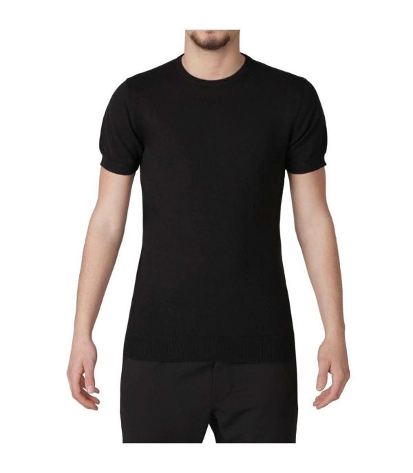 OVER-D – MAGLIA GIROCOLLO MANICA CORTA CON POLSINO NERA