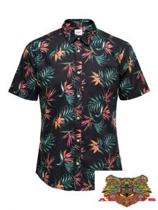 ONLY&SONS – CAMICIA UOMO NERA CON FANTASIA FLOREALE