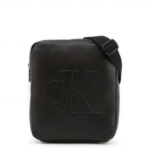 CALVIN KLEIN – Borsa Unisex a Tracolla in Pelle con Logo Nero