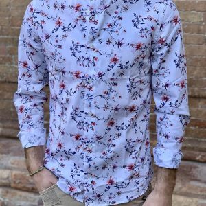 OUT/FIT ITALY – CAMICIA Uomo COLLO COREANA FANTASIA FLOREALE