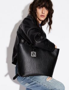 ARMANI EXCHANGE – Borsa Donna Shopper con Logo All-Over Impresso